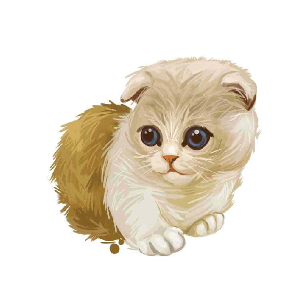 digital image of a cute cartoon orange and white munchkin kitten