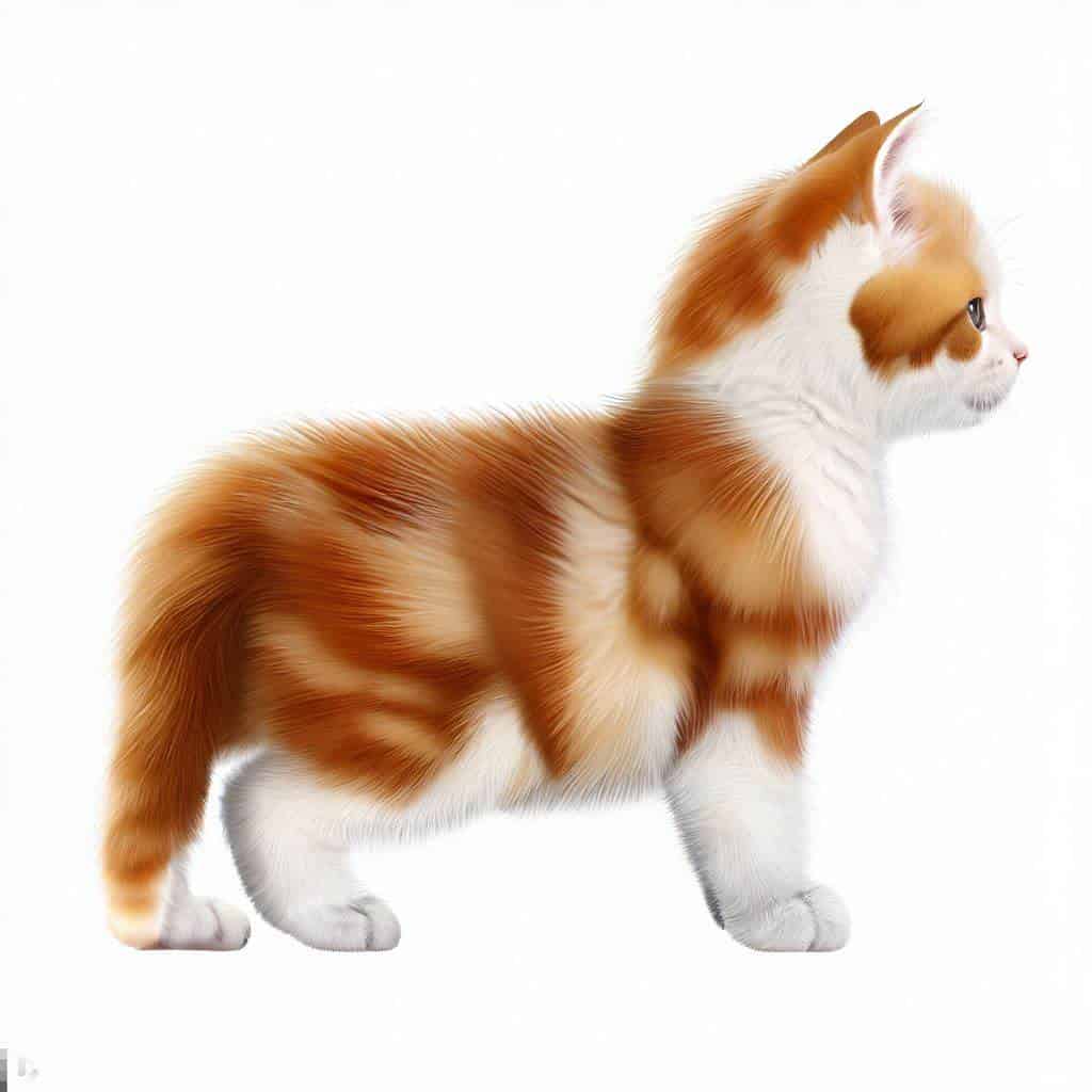 AI-gen image of an orange and white tabby munchkin kitten