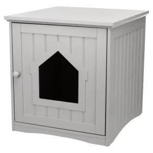 white wood litter box furniture