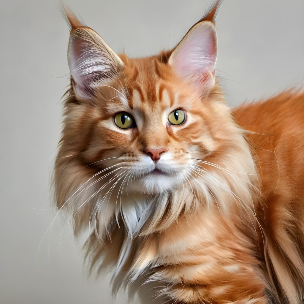 best male cat names - image of a young orange maine coon cat